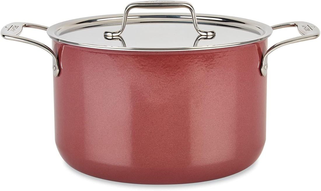 All-Clad FUSIONTEC Natural Ceramic with Steel Core Soup Pot with Lid, 4 quart, Rose Quartz