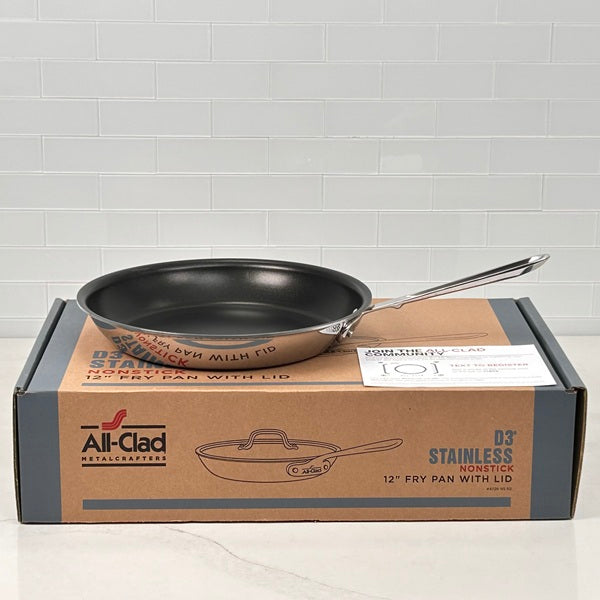 New All-Clad D3 Stainless 12 inch Nonstick Fry Pan Without Lid.