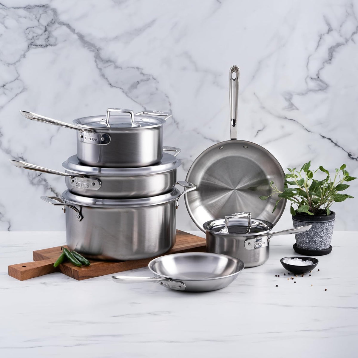 All-Clad D5 5-Ply Brushed Stainless Steel Cookware Set 10 Piece