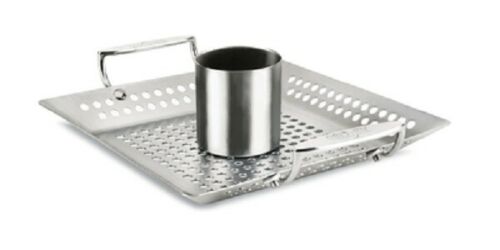 All-Clad 11" sq. Stainless-Steel Outdoor Chicken Roasting Pan.