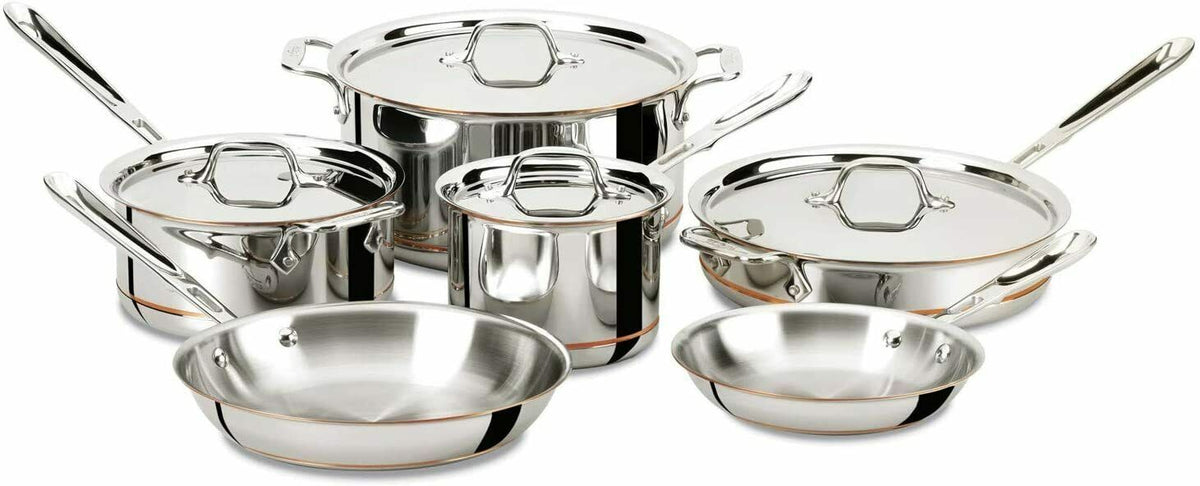 All-Clad BD005705 D5 Stainless Steel 5-Ply Bonded Dishwasher Safe Cookware  Set, 5-Piece, Silver