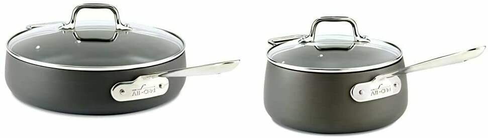 All-Clad HA1 Hard Anodized Nonstick PFOA Free 4-qt Saute Pan & 3.5 -qt Sauce Pan