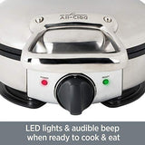 All-Clad WD700162 Stainless Steel Classic Round Waffle Maker with 7 Browning Settings, 4-Section, Silver
