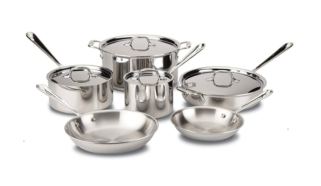 All-clad D3 Stainless Cookware Set, Pots and Pans, Tri-Ply Stainless Steel, Professional Grade, 10-Piece