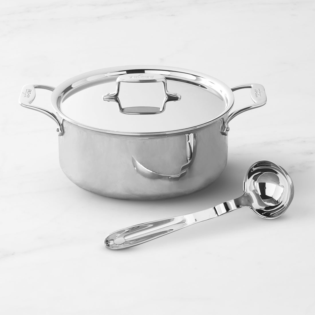 All-clad D5 6 qt SS stock pot w/lid & D5 4 qt Sauce pan w/lid