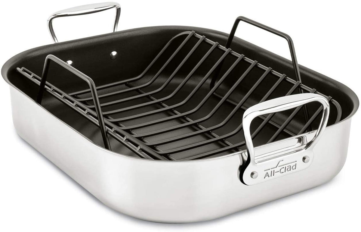 Premium Stainless Steel Roasting Pan with Rack, 18 inch