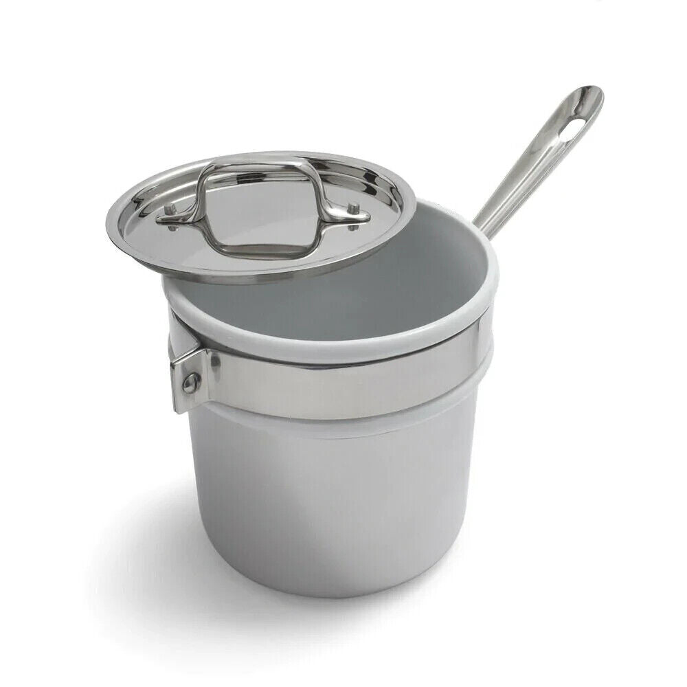 All-Clad Copper Core 2-qt Saucepan with lid and Porcelain Double Boile