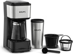 KRUPS Simply Brew Coffee Maker - Multi-Serve 4-in-1 with Stainless Steel Travel Tumbler, Black, 14oz