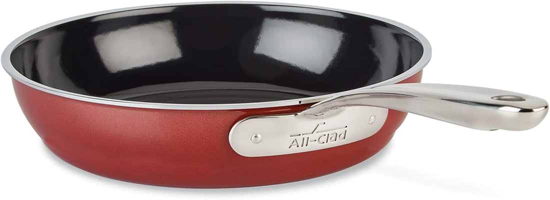 All-Clad FusionTec Ceramic Fry Pan 9.5 Inch Induction Oven Broiler Safe 500F Pots and Pans, Cookware Rose Quartz