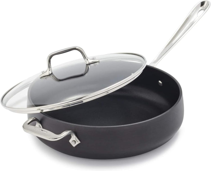 All-Clad HA1 Hard Anodized Nonstick Sauté Pan 4 Quart Induction Oven Broiler Safe 500F Pots and Pans, Cookware Black
