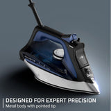 Rowenta DW8350 1775 Watts Ultimate Plus Steam Iron - Vertical Steam 430 Hole Sole Plate, Auto-off, Black & Blue (Made In France)