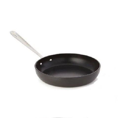 Two All-Clad HA1 hard anodized nonstick 8-inch skillets shown together on a neutral surface