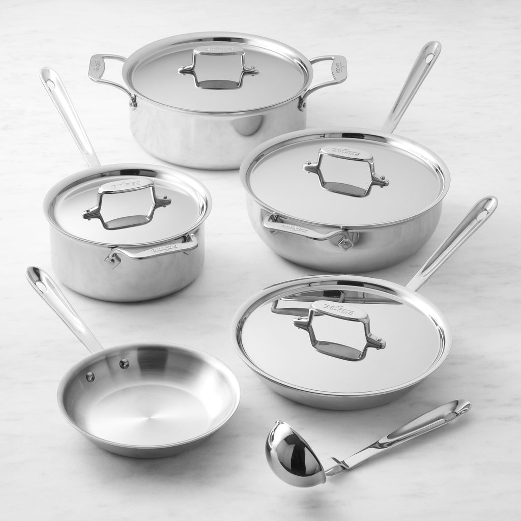 All-Clad d5 Brushed Stainless-Steel 10-Piece Set  Cookware set, Stainless  steel cookware, Brushed stainless steel