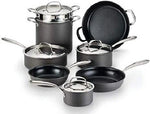 Lagostina Nera Hard Anodized Nonstick 12-Pc Cookware Set-Hammered Stainless Lids