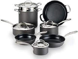 Lagostina Nera Hard Anodized Nonstick 12-Pc Cookware Set-Hammered Stainless Lids