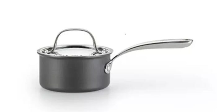 New Lagostina Nera Hard Anodized Nonstick 1-QT Sauce Pan with Lid