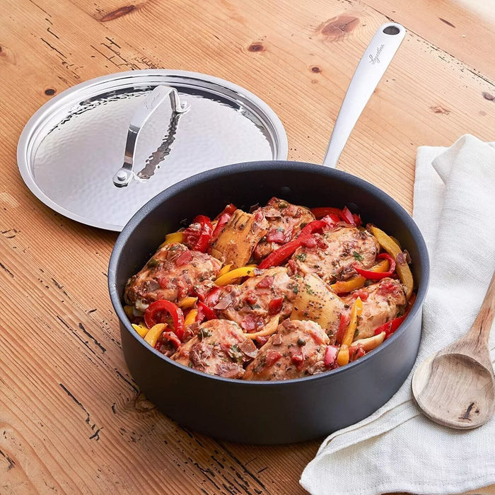 New Lagostina Nera Hard Anodized Nonstick 3.5 -QT Saute Pan with Lid