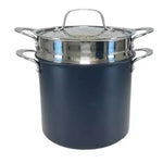 New Lagostina Nera Hard Anodized Nonstick 8-qt Pasta Pentola with Lid