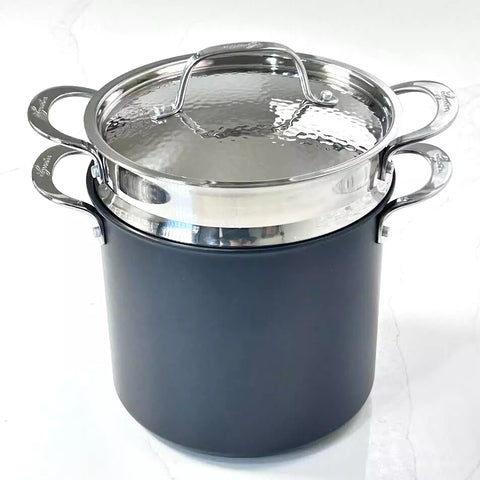 New Lagostina Nera Hard Anodized Nonstick 8-qt Pasta Pentola with Lid