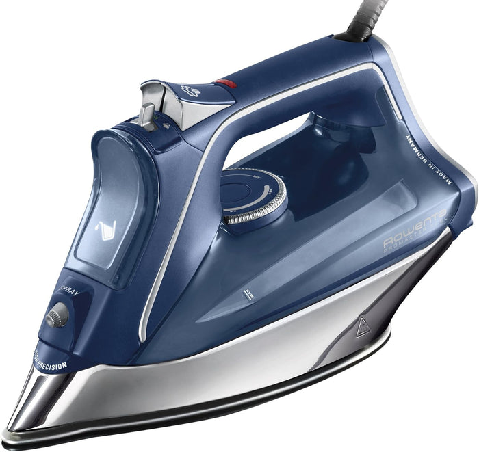 Rowenta DW8260 Pro Master Xcel 1725-Watt Steam Iron in blue with precision tip and steam vents