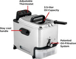 T-fal 3.5L Deep Fryer with Basket, 1700W, Oil Filtration, Temp Control, Digital Timer, Dishwasher Safe Parts