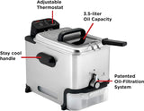 T-fal 3.5L Deep Fryer with Basket, 1700W, Oil Filtration, Temp Control, Digital Timer, Dishwasher Safe Parts