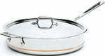 All-Clad 6403 SS 3-Qt Copper Core 5-Ply Saute Pan with Lid and All-Clad T102 Stainless Steel Solid Spoon/Kitchen Tool, 13-Inch, Silver