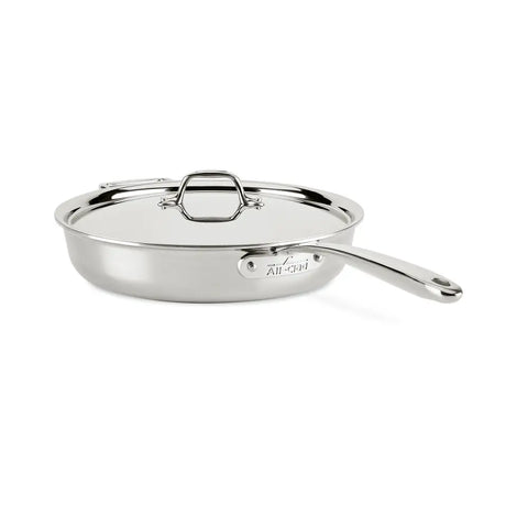 All-Clad D3 Stainless Everyday 3-ply Bonded Cookware, Sauté Pan with lid, 3 quart