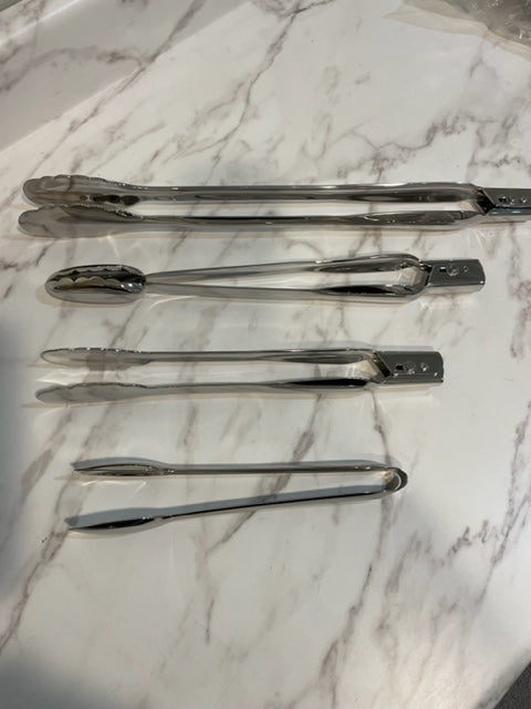 All-Clad 4 piece Stainless Steel Tong Set with All-clad oven mitts