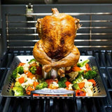 All-Clad 11" sq. Stainless-Steel Outdoor Chicken Roasting Pan.