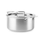 All-Clad BD55508 D5 Brushed 5-Ply Dishwasher Safe 8-qt Stock Pot with lid and All-Clad Stainless Steel T232 Serving Ladle