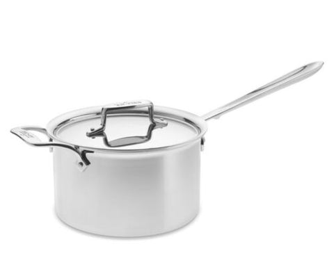 All-Clad D55204 D5 Polished Stainless Steel 5-Ply 4-qt sauce Pan w/Lid