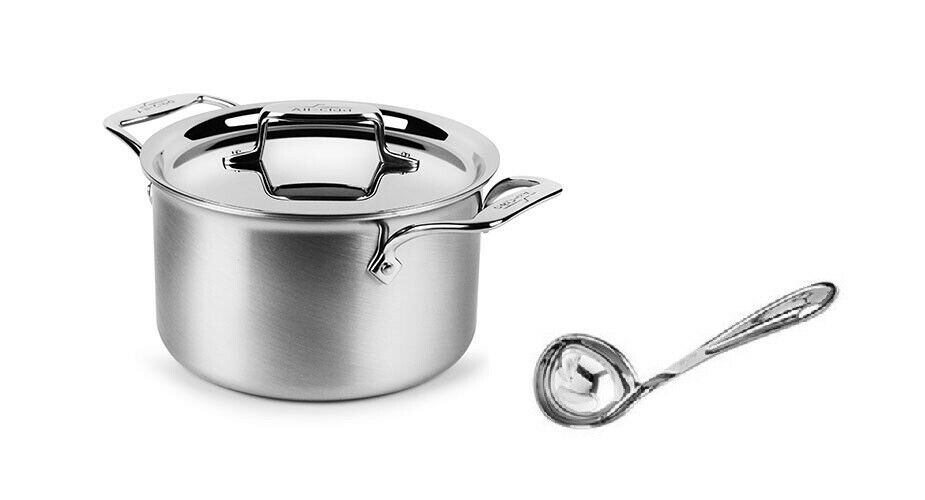 All-Clad D55504 D5 Polished 5-Ply 4-qt Ultimate Soup Pot with ladle