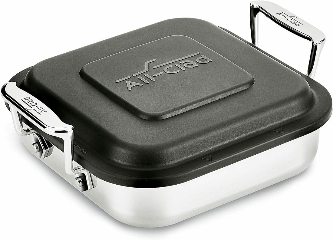 All-Clad E901946 Gourmet Accessories Stainless Steel 8 inch Square Baker w/ lid