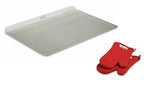 All-Clad Tri-Ply 14" x 17" Stainless-Steel Baking Sheet with All-clad Mitts.