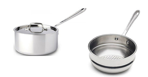 All-Clad Tri-Ply Stainless-Steel 3-qt Sauce Pan w/ All-clad 3-qt Steamer Insert