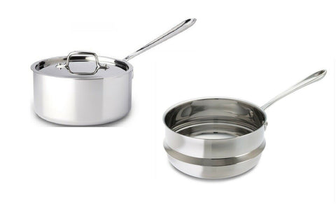 All-Clad Tri-Ply Stainless-Steel 3-qt Sauce Pan with 3-qt Double Boiler Insert