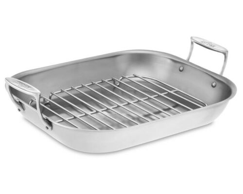 All-Clad Tri-Ply Stainless-Steel Large Flared Roasting Pan with Rack