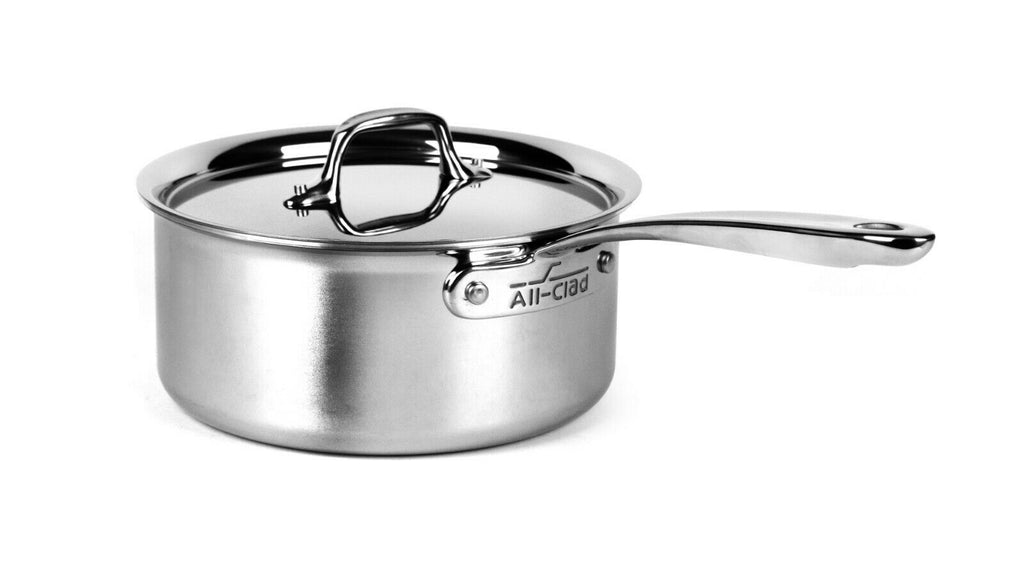 All Clad D3 Triply 2 Qt Stainless Steel Sauce Pan Pot With Lid