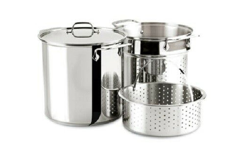 All-clad Stainless Steel 8-Quart Multi Cooker Cookware Set, 3-Piece with Lid