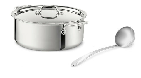 All-Clad 6-Qt 4506 SS Tri-Ply Bonded Dishwasher Safe Stock pot with Lid and All-clad 9" ladle