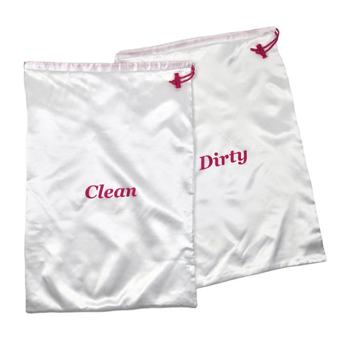 Travel Essentials  Satin Clean and Dirty Laundry-Undergarment Garment bag with Locking Drawstring Closure. Resistant Material 22L x 15W