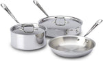 All-Clad BD005705 D5 Stainless Steel 5-Ply Bonded Dishwasher Safe Cookware Set, 5-Piece, Silver and All-Clad Professional Stainless Steel Kitchen Tool Set, 6-Piece, Silver