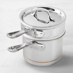 All-Clad Copper Core 2-qt Saucepan with lid and Porcelain Double Boiler with Lid