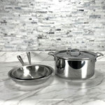 All-Clad D3 Stainless Steel 8 and 10 inch fry pans with 8 quart Stock Pot w/ Lid