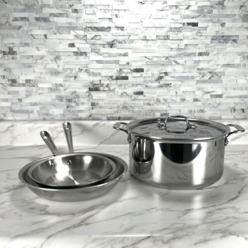All-Clad D3 Stainless Steel 8 and 10 inch fry pans with 8 quart